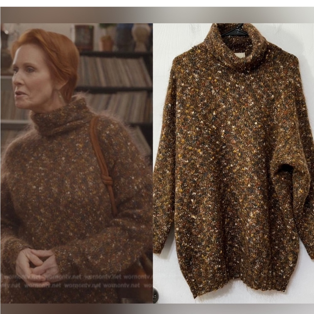 Express Tricot Brown Metallic Speckled   Sweater S